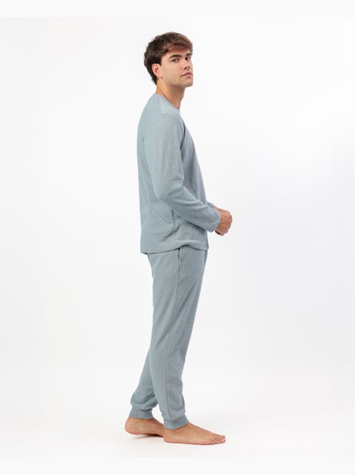 ADMAS HOME Pijama Manga Larga Canalé Supersoft para Hombre - Kiabi ADMAS HOME Pijama Manga Larga Canalé Supersoft para Hombre - Kiabi