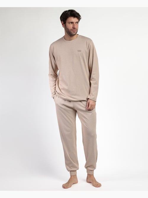 ADMAS HOME Pijama Manga Larga Canalé Supersoft para Hombre - Kiabi ADMAS HOME Pijama Manga Larga Canalé Supersoft para Hombre - Kiabi