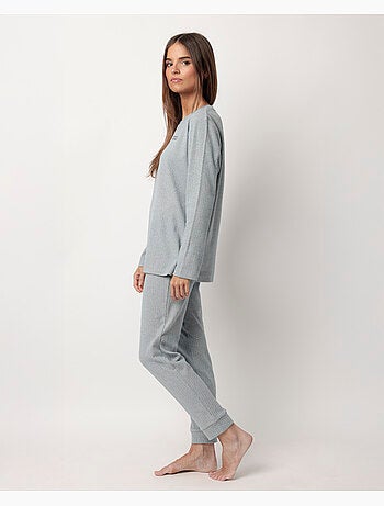 ADMAS HOME Pijama Manga Larga Canalé Supersoft para Mujer