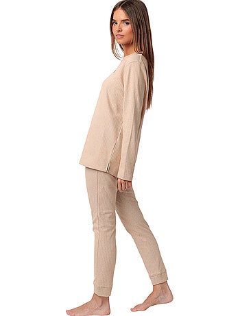 ADMAS HOME Pijama Manga Larga Canalé Supersoft para Mujer