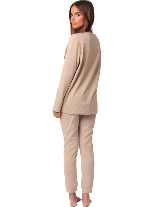 ADMAS HOME Pijama Manga Larga Canalé Supersoft para Mujer - Kiabi