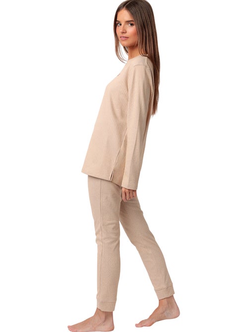 ADMAS HOME Pijama Manga Larga Canalé Supersoft para Mujer - Kiabi