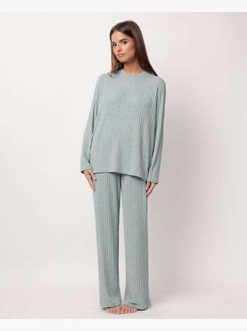 ADMAS HOME Pijama Manga Larga Canalé Tracksuit para Mujer - Kiabi ADMAS HOME Pijama Manga Larga Canalé Tracksuit para Mujer - Kiabi
