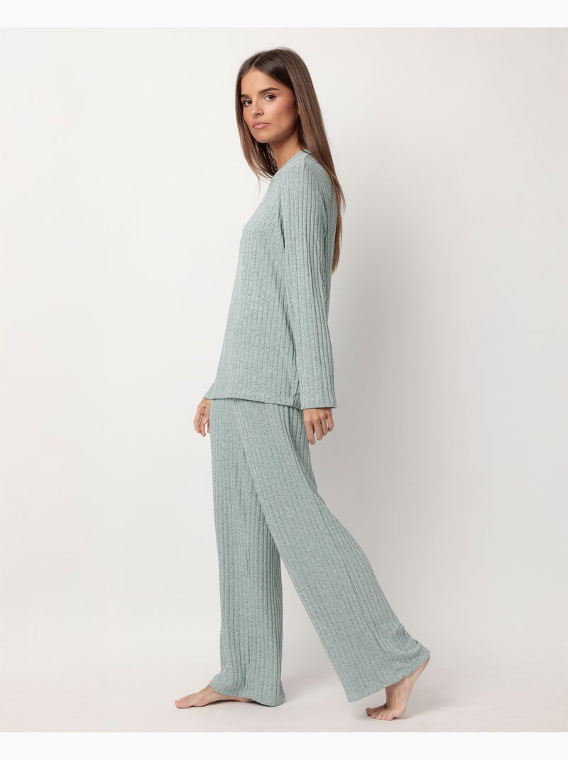 ADMAS HOME Pijama Manga Larga Canalé Tracksuit para Mujer Azul agua - Kiabi