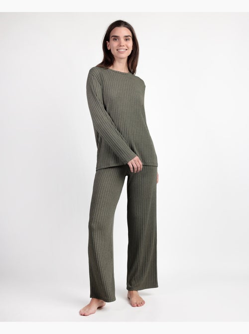 ADMAS HOME Pijama Manga Larga Canalé Tracksuit para Mujer - Kiabi ADMAS HOME Pijama Manga Larga Canalé Tracksuit para Mujer - Kiabi