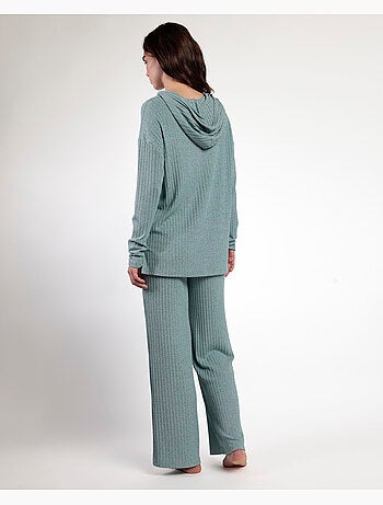 ADMAS HOME Pijama Manga Larga Capucha Canalé Tracksuit para Mujer
