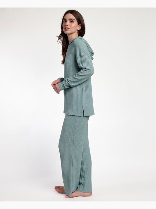 ADMAS HOME Pijama Manga Larga Capucha Canalé Tracksuit para Mujer - Kiabi ADMAS HOME Pijama Manga Larga Capucha Canalé Tracksuit para Mujer - Kiabi