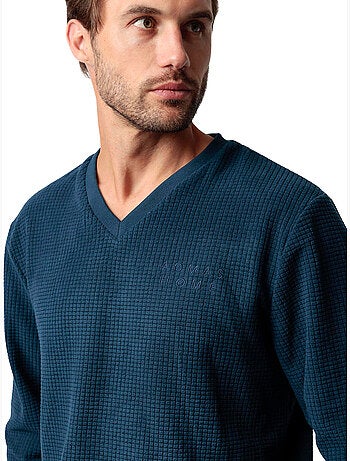 ADMAS HOME Pijama Manga Larga Checks Texture para Hombre