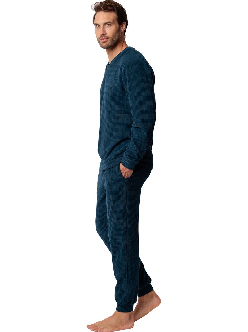 ADMAS HOME Pijama Manga Larga Checks Texture para Hombre Azul - Kiabi