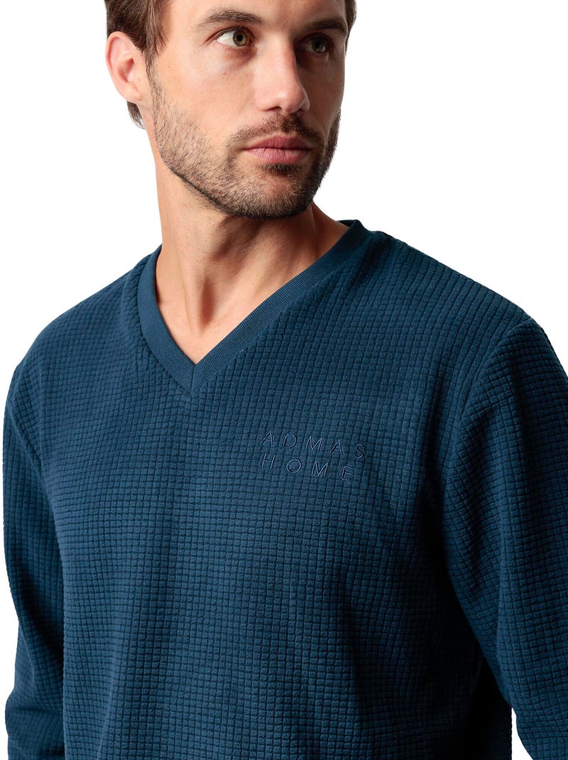 ADMAS HOME Pijama Manga Larga Checks Texture para Hombre Azul - Kiabi