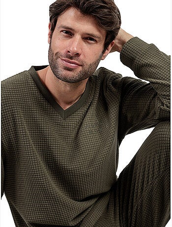 ADMAS HOME Pijama Manga Larga Checks Texture para Hombre