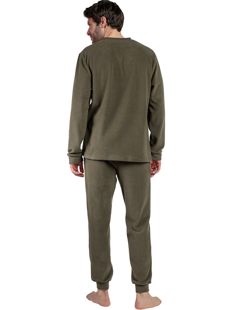ADMAS HOME Pijama Manga Larga Checks Texture para Hombre Caqui - Kiabi