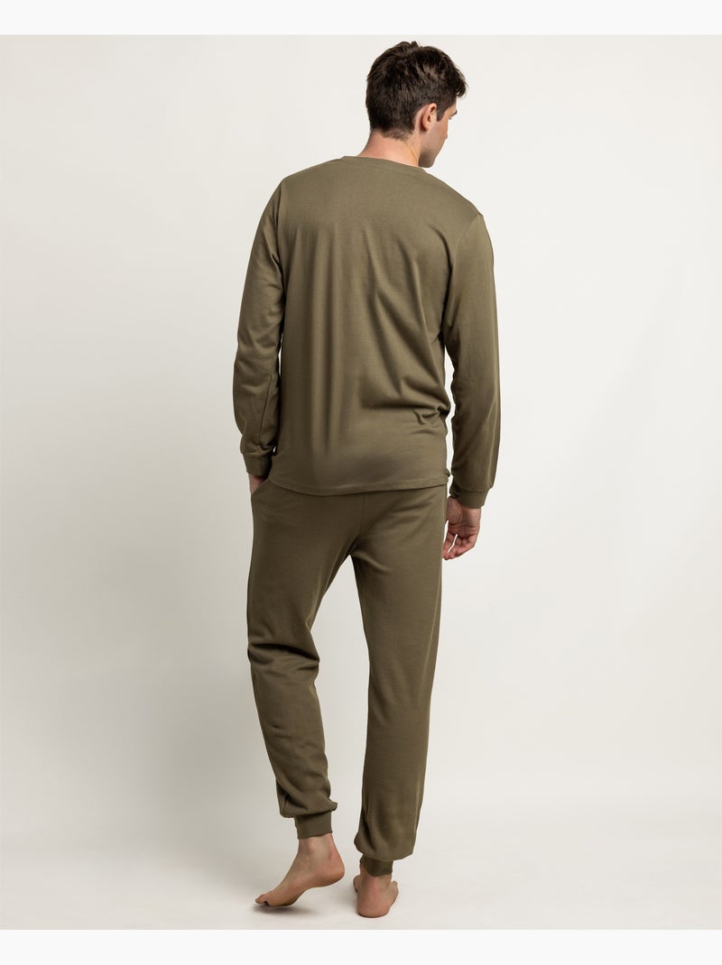 ADMAS HOME Pijama Manga Larga Honeycomb para Hombre Caqui - Kiabi