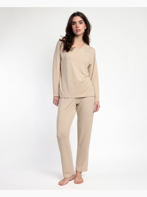 ADMAS HOME Pijama Manga Larga Pico Moons para Mujer - Kiabi ADMAS HOME Pijama Manga Larga Pico Moons para Mujer - Kiabi
