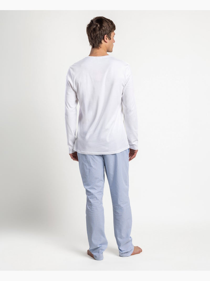 ADMAS HOME Pijama Manga Larga Popelín Home Compact para Hombre Blanco - Kiabi