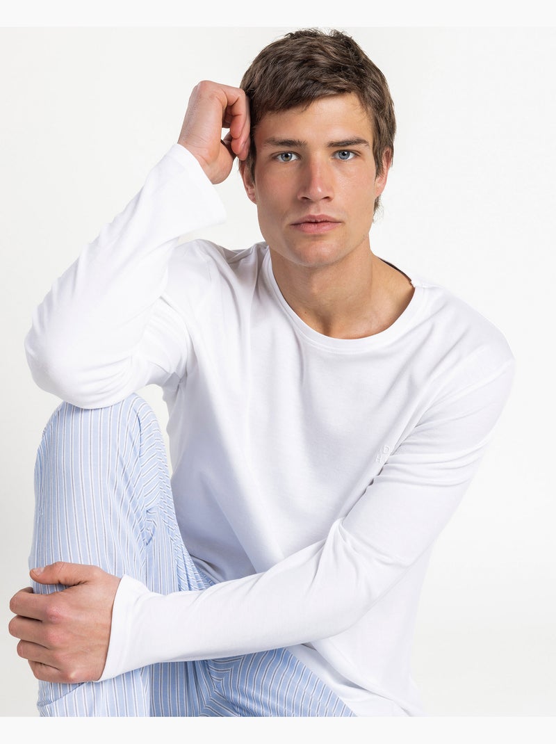 ADMAS HOME Pijama Manga Larga Popelín Home Compact para Hombre Blanco - Kiabi