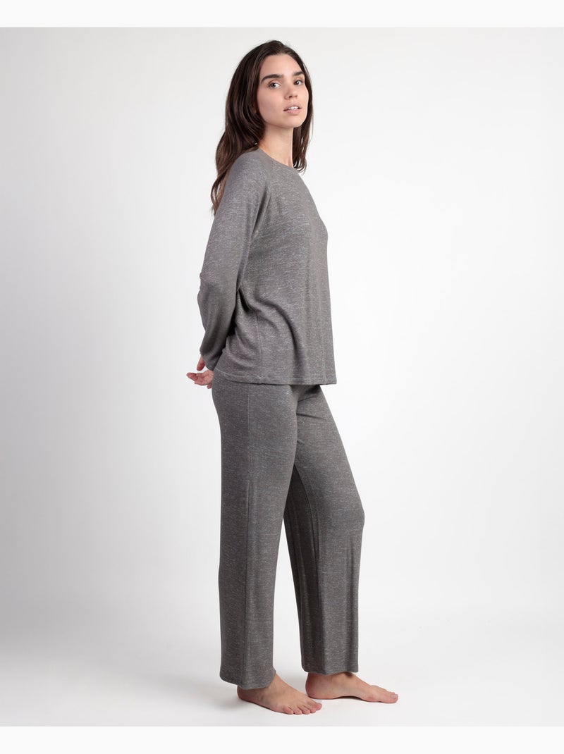 ADMAS HOME Pijama Manga Larga Soft para Mujer Gris oscuro - Kiabi