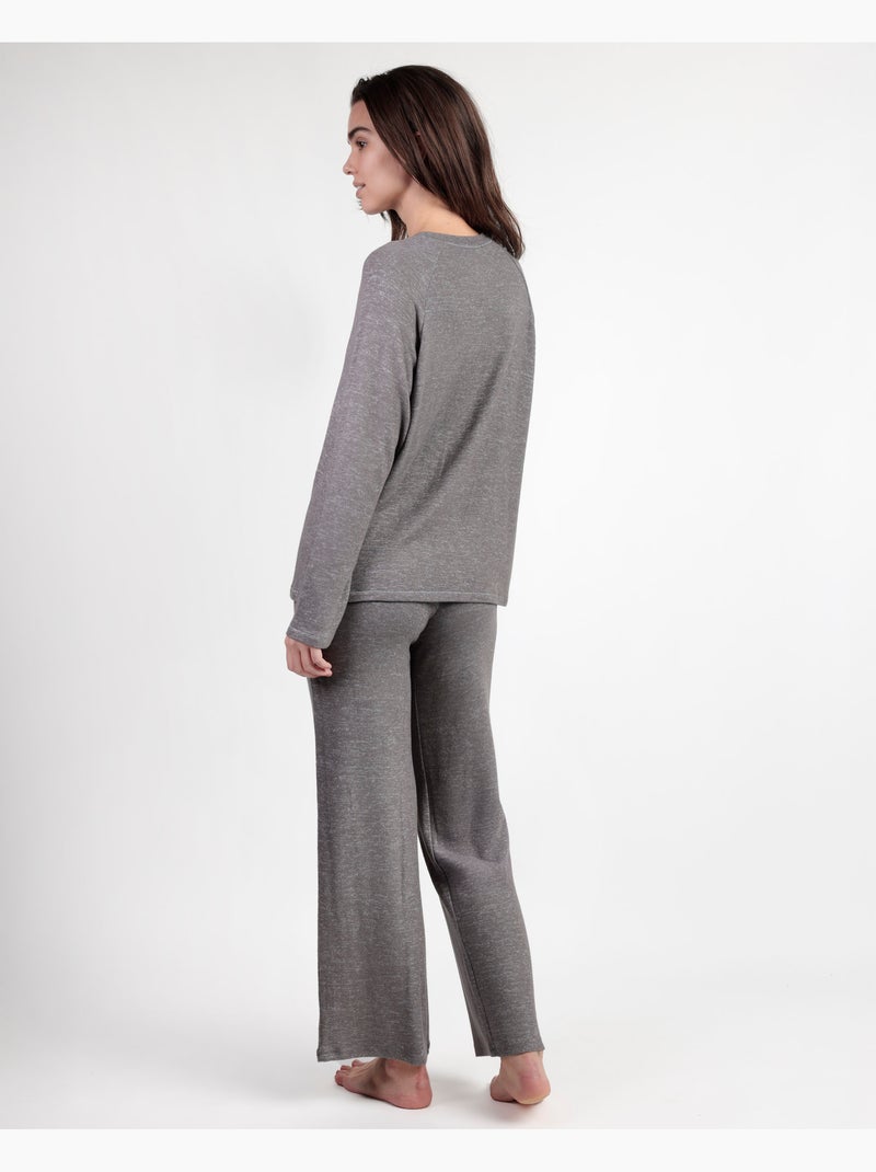 ADMAS HOME Pijama Manga Larga Soft para Mujer Gris oscuro - Kiabi