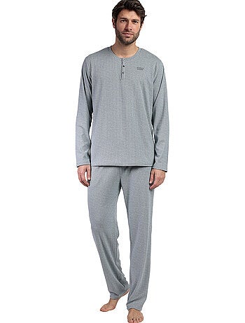 ADMAS HOME Pijama Manga Larga Tapeta Canalé Supersoft para Hombre