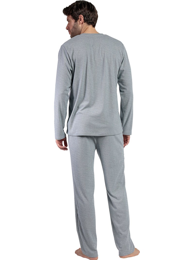 ADMAS HOME Pijama Manga Larga Tapeta Canalé Supersoft para Hombre Azul - Kiabi