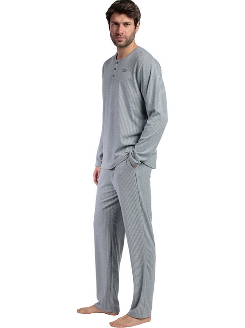 ADMAS HOME Pijama Manga Larga Tapeta Canalé Supersoft para Hombre - Kiabi