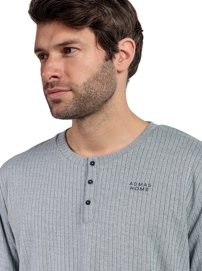 ADMAS HOME Pijama Manga Larga Tapeta Canalé Supersoft para Hombre Azul - Kiabi