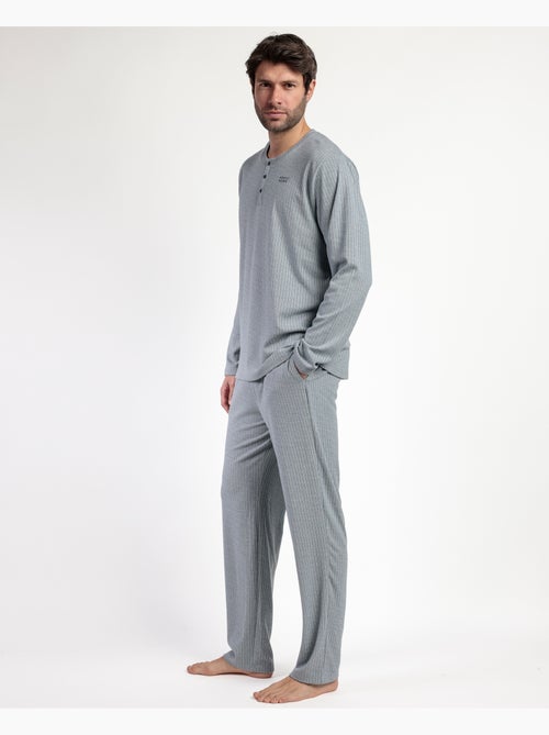 ADMAS HOME Pijama Manga Larga Tapeta Canalé Supersoft para Hombre - Kiabi