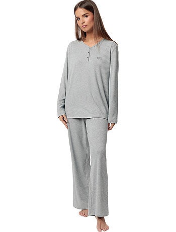 ADMAS HOME Pijama Manga Larga Tapeta Canalé Supersoft para Mujer