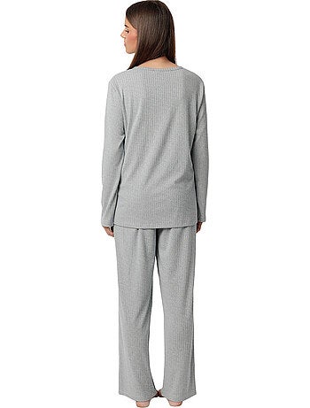 ADMAS HOME Pijama Manga Larga Tapeta Canalé Supersoft para Mujer