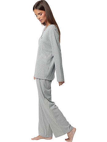 ADMAS HOME Pijama Manga Larga Tapeta Canalé Supersoft para Mujer