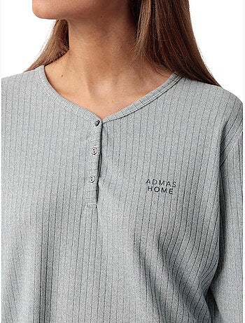 ADMAS HOME Pijama Manga Larga Tapeta Canalé Supersoft para Mujer