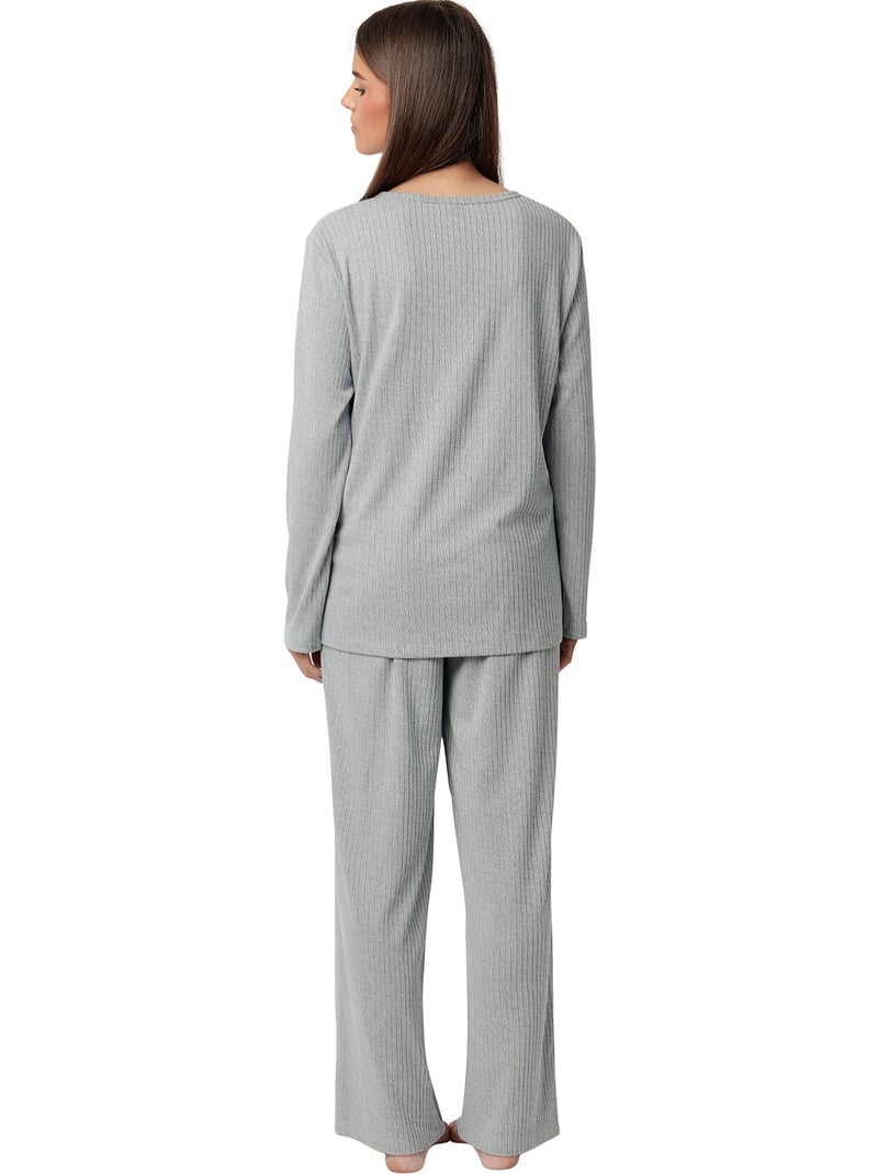 ADMAS HOME Pijama Manga Larga Tapeta Canalé Supersoft para Mujer Azul - Kiabi