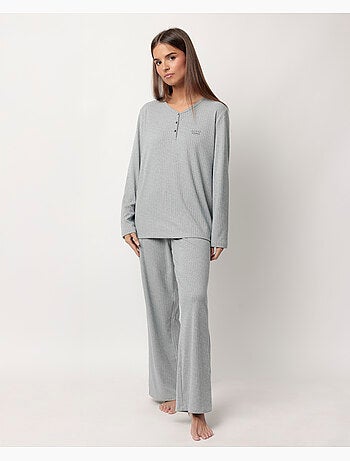 ADMAS HOME Pijama Manga Larga Tapeta Canalé Supersoft para Mujer
