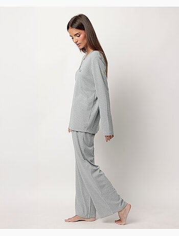 ADMAS HOME Pijama Manga Larga Tapeta Canalé Supersoft para Mujer