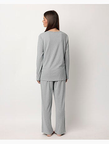 ADMAS HOME Pijama Manga Larga Tapeta Canalé Supersoft para Mujer