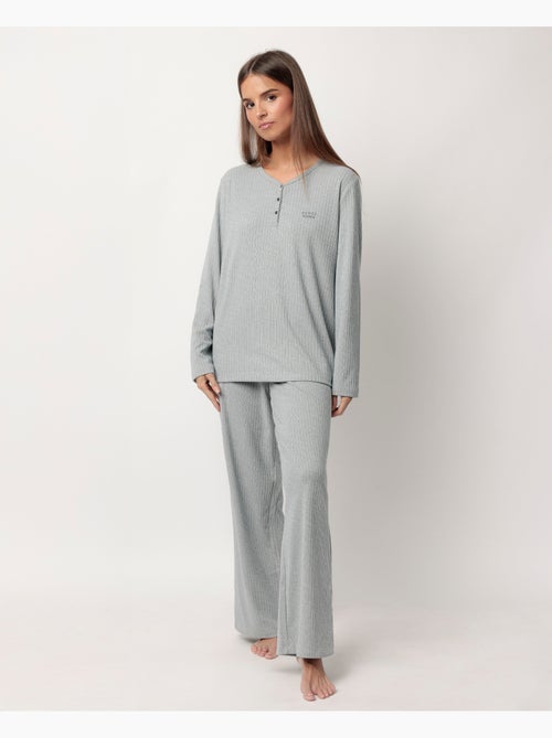 ADMAS HOME Pijama Manga Larga Tapeta Canalé Supersoft para Mujer - Kiabi