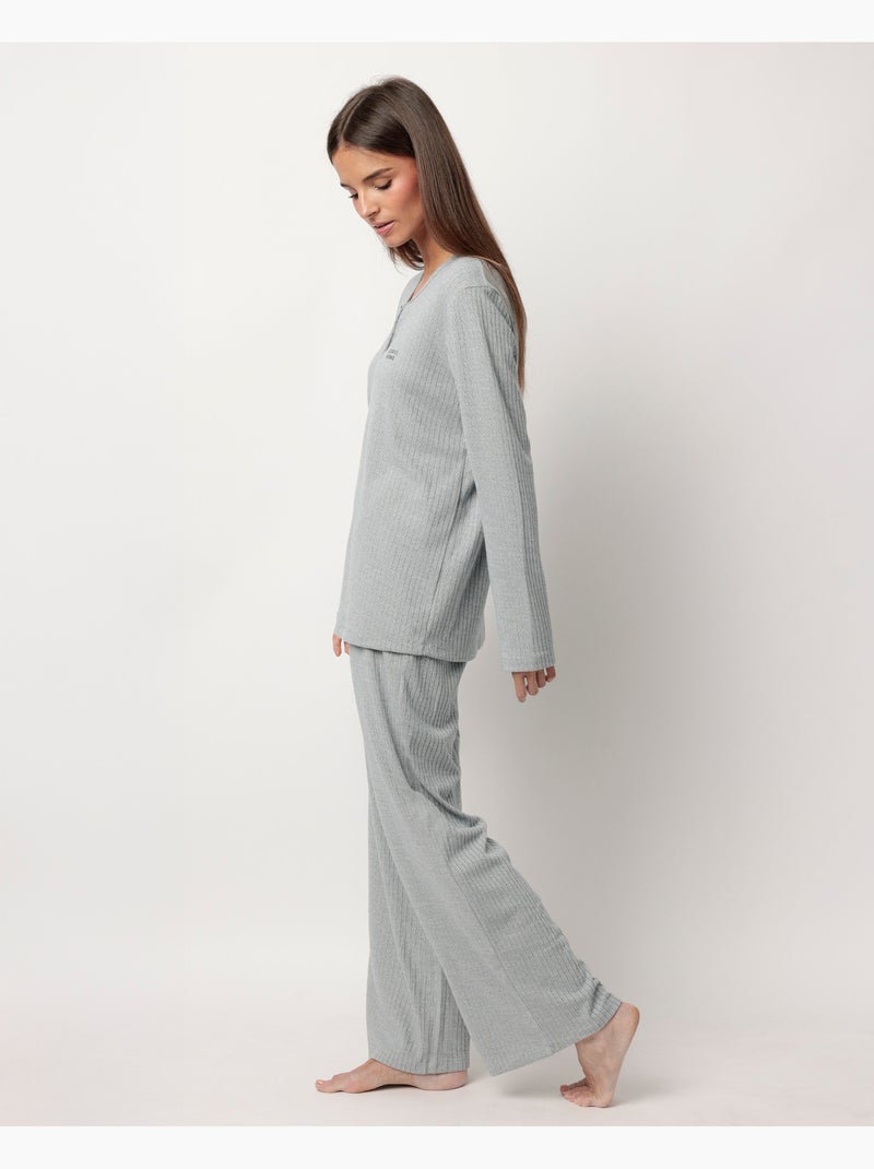 ADMAS HOME Pijama Manga Larga Tapeta Canalé Supersoft para Mujer Azul - Kiabi