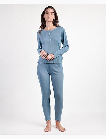 ADMAS HOME Pijama Manga Larga Tapeta Soft Canalé para Mujer