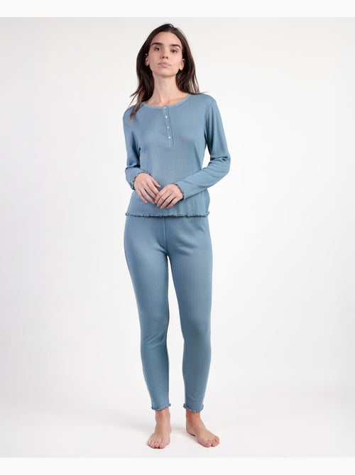 ADMAS HOME Pijama Manga Larga Tapeta Soft Canalé para Mujer - Kiabi