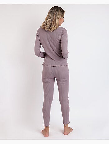 ADMAS HOME Pijama Manga Larga Tapeta Soft Canalé para Mujer