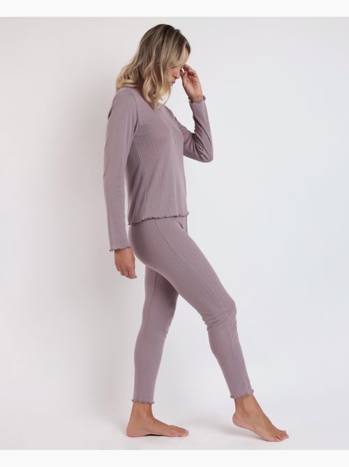 ADMAS HOME Pijama Manga Larga Tapeta Soft Canalé para Mujer - Kiabi ADMAS HOME Pijama Manga Larga Tapeta Soft Canalé para Mujer - Kiabi