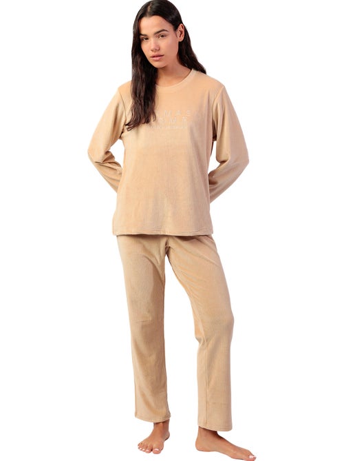 ADMAS HOME Pijama Manga Larga Terciopelo Adm Home para Mujer - Kiabi ADMAS HOME Pijama Manga Larga Terciopelo Adm Home para Mujer - Kiabi