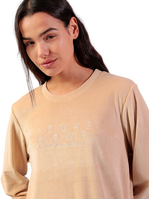 ADMAS HOME Pijama Manga Larga Terciopelo Adm Home para Mujer - Kiabi ADMAS HOME Pijama Manga Larga Terciopelo Adm Home para Mujer - Kiabi