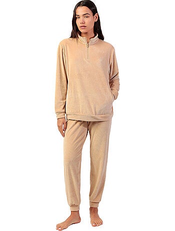 ADMAS HOME Pijama Manga Larga Terciopelo Cremallera Adm Home para Mujer