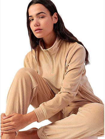 ADMAS HOME Pijama Manga Larga Terciopelo Cremallera Adm Home para Mujer