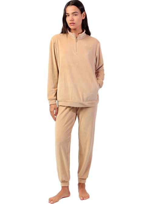 ADMAS HOME Pijama Manga Larga Terciopelo Cremallera Adm Home para Mujer - Kiabi ADMAS HOME Pijama Manga Larga Terciopelo Cremallera Adm Home para Mujer - Kiabi