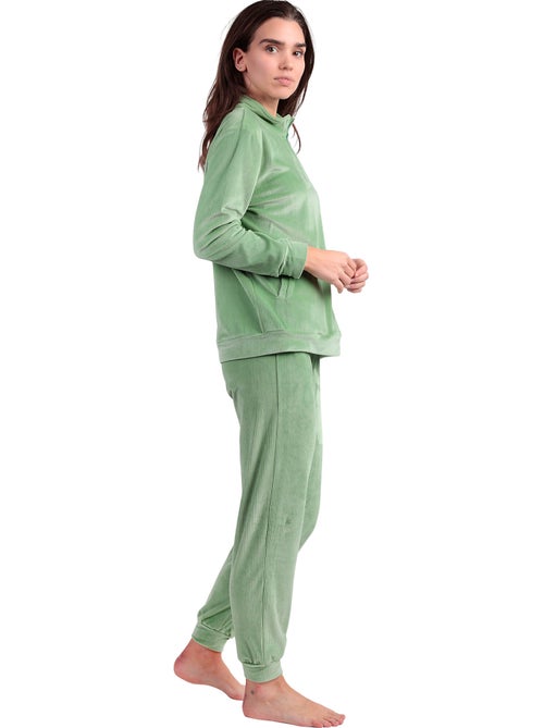 ADMAS HOME Pijama Manga Larga Terciopelo Cremallera Adm Home para Mujer - Kiabi ADMAS HOME Pijama Manga Larga Terciopelo Cremallera Adm Home para Mujer - Kiabi