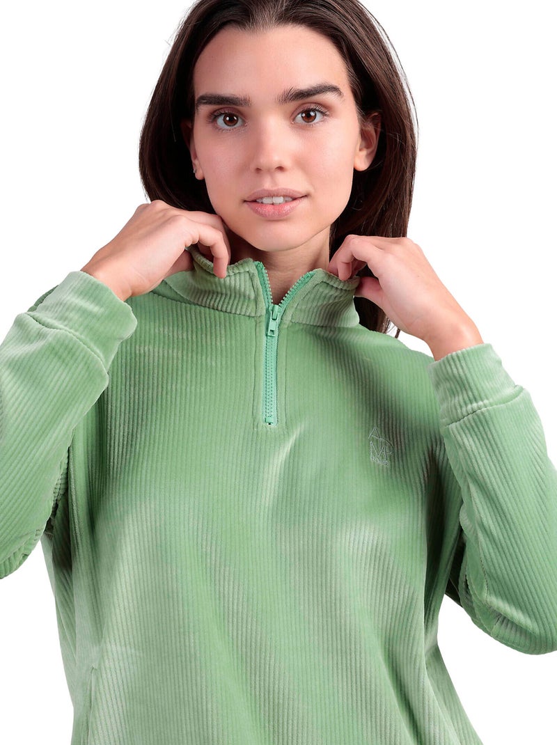 ADMAS HOME Pijama Manga Larga Terciopelo Cremallera Adm Home para Mujer Verde - Kiabi