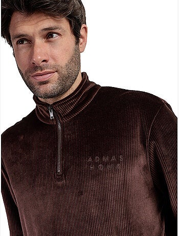ADMAS HOME Pijama Manga Larga Terciopelo Cuello Alto Corduroy para Hombre