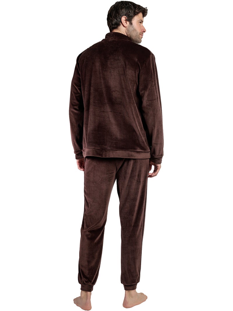 ADMAS HOME Pijama Manga Larga Terciopelo Cuello Alto Corduroy para Hombre Marrón - Kiabi